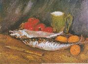 Vincent Van Gogh Still Life with mackerel, lemon and tomato France oil painting artist